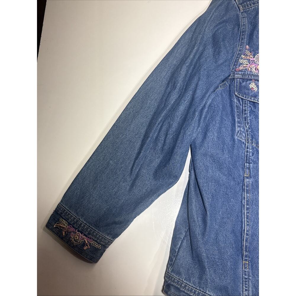 Vtg Womens Denim & Co Jean Jacket Sz 2X Floral Embroidered Light Weight - Picture 8 of 16